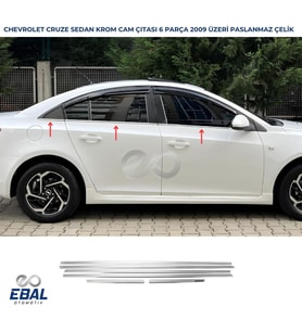 Chevrolet Cruze SEDAN Krom Cam Çıtası 6 prç. 2009 Üzeri P. Çelik