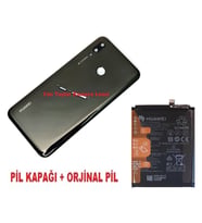 Tkgz Huawei Uyumlu P Smart 2019 Kasa Arka Pil Kapağı + PİL SİYAH