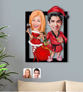 BK Gift Kişiye Özel Yeni Yıl Sevgililer Karikatürlü 3D Ahşap Tablo-5