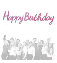 Happy Birthday Simli Folyo Karton Banner, 2 mt - Pembe