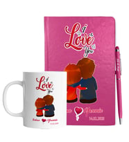 Sevgililer Gününe Özel Pembe Defter Kalem & Kupa Hediye Seti 35