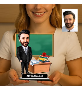 Kişiye Özel Matematik Karikatürlü 18 cm MDF Masaüstü Biblo - Öğretmen Hediyesi Öğretmene Özel Hediye