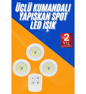 Northcity Dolap Işığı Mutfak Rafı Işığı Uzaktan Kumandalı 3 Lü Spot Led Lamba