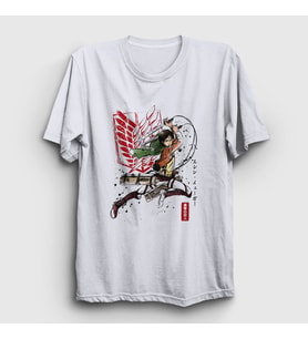 Presmono Unisex Beyaz Soldier Eren Yeager Anime Attack On Titan T-Shirt 316240tt
