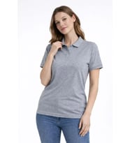 pilelistore- Pike Kumaş Düğmeli Yaka Regular Rahat Günlük Kısa Kol Tişört T-shirt - Gri