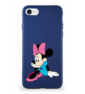 Apple iPhone SE 2022 Soft Premier Kapak Minnie Mouse-E Tasarımlı Silikon Kılıf - Lacivert (Şeffaf)