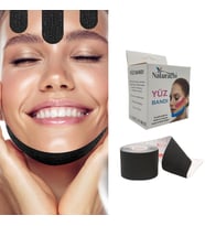 Beauty Tape Yüz Yogası İçin Face Tape Yüz Germe Bandı Siyah Renk