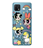 Oppo A15 / A15S Uyumlu Powerpuff Girls Desenli Şeffaf Telefon Kılıfı
