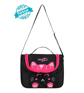 Waddell Lisanslı Kapitone Kedi Termal Beslenme Çantası (Siyah-Pembe)