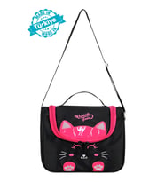 Waddell Lisanslı Kapitone Kedi Termal Beslenme Çantası (Siyah-Pembe)