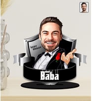 Kişiye Özel Babalar Günü Hediyesi Godfather Baba Karikatürlü Ahşap Biblo