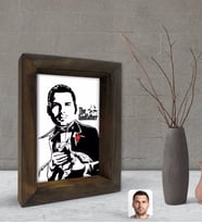 BK Gift Kişiye Özel Godfather Baba Silüet Tasarımlı Dekoratif Doğal Masif Ahşap Çerçeve 15x20cm-7 (Beyaz)