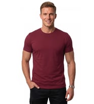 DeepSEA Erkek Bordo Slim Fit %90 Pamuk Likralı Yumuşak Dokulu Basic Tişört 1801131