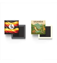Buzdolap Magnetleri - Uganda Bayrağı ve Paper Cut Tema - 2'li Set Magneti