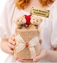 Kişiye Özel Tasarım Hediye Premium Kahve Peluş Ayıcık Buketi