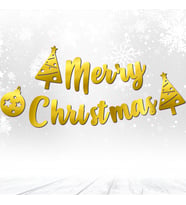 Mery Christmas, Metalik Altın Banner - 2.10 mt (STD)