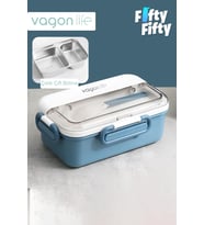 Tek Kat Çift Bölme Bento Lunch Box Ofis Okul Sefer Tası Paslanmaz Çelik