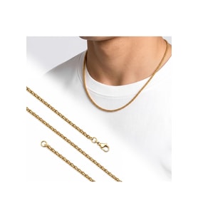 Hasır Örgü Erkek Çelik Kolye 2mm 55cm Gold 4227ECK040