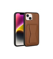 Apple iPhone 14 Plus Uyumlu Kılıf Kartlıklı Standlı Pu Deri Zore Memo Kapak (Kahverengi)