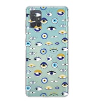 PrintiFy Samsung Galaxy A71 ile Uyumlu Nazar Boncuğu 2 Baskılı Kamera Korumalı Şeffaf Silikon Kılıf