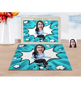 BK Gift Kişiye Özel Kadın Patron Karikatürlü 1000 Parça Profesyonel Puzzle-5