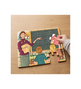 Matematik Öğretmeni Tasarımlı 24 Parça Ahşap Çocuk Puzzle MPK0945