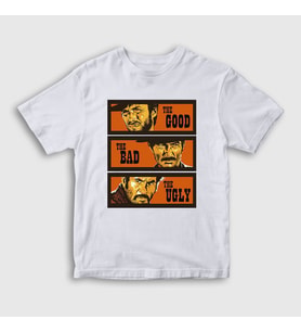 Presmono Unisex Çocuk Beyaz Trio Film The Good The Bad And The Ugly T-Shirt 252558tt