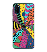 PrintiFy Samsung Galaxy M30s ile Uyumlu 1mm Slim Fit Retro Colors 4 Baskılı Şeffaf  Kılıf