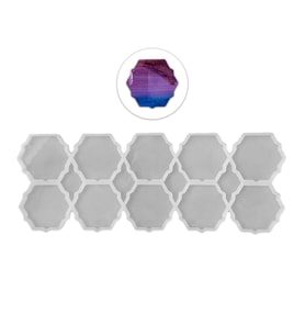 Epoksi Silikon Kalıp Altıgen Tırtıklı Kenar Bardak Altı Ve Magnet Kalıbı 6.8 CM 10 Lu