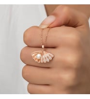 İncili Rose İstiridye Kolye-925 Ayar Gümüş