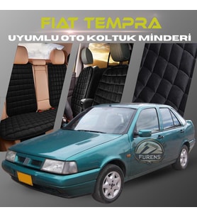 Fiat Tempra Siyah Renk Tay Tüyü Cepli & Terletmez Sırtlı Oto Koltuk Minder Seti - Koltuk Koruma Kılıfı (ÖN & ARKA TAM SET)