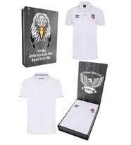 Beşiktaş Orijinal Lisanslı Polo Yaka Beyaz T-Shirt Bjk Kartal Baskılı Hediyelik Ahşap K