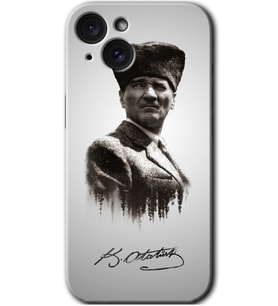 İphone 15 Plus Kılıf HD Desen Baskılı Kılıf - Mustafa Kemal Atatürk