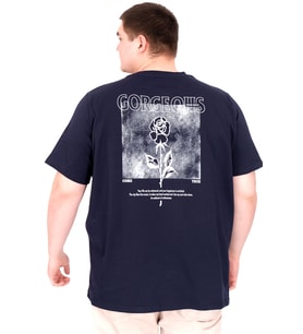 Mode XL Büyük Beden Erkek T-Shirt Bisiklet Yaka GORGEUS U25022 Lacivert