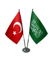Masa Üstü Yeşil Kelimei Tevhid Bayrağı Türk Bayrağı İkili Krom Direk Masa Bayrak Seti