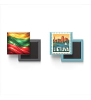 Buzdolap Magnetleri - Litvanya Bayrağı ve Vilnius Posta Pulu Tema - 2'li Set Magneti
