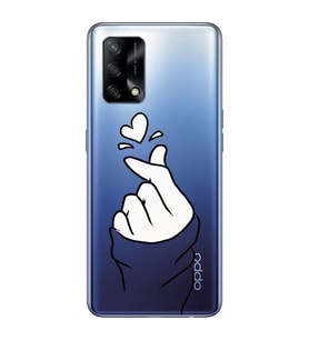 Oppo A74 Uyumlu Kalp Desenli Şeffaf Telefon Kılıfı