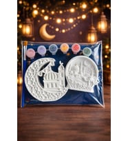 MİLE CONCEPT Ramazan Temalı Taş Tozu Boyama Seti – DIY Hobi Kiti; Kendin Yap,Doğum Günü Hediyesi (Koyu Lacivert - Açık Gri)