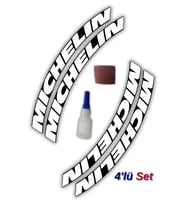 Michelin Otomobil Motosiklet 3D Araç Lastik Jant Yazısı Arma Sticker Şerit  Beyaz _ 4'Lü Set