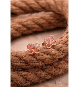 Çift Sonsuzluk Mini Rose Gümüş Küpe 6823
