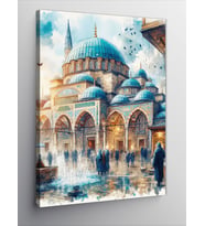 Kanvas Tablo Cami Temalı Suluboya