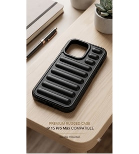 iPhone 15 Pro Max Uyumlu Puffer Buff Tipi Darbe Emici Siyah Kılıf