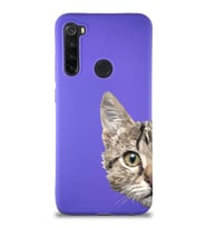 Xiaomi Redmi Note 8 Soft Premier Kapak Catface Tasarımlı Silikon Kılıf - Mor (Şeffaf)