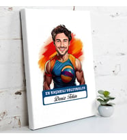 Kişiye Özel Hediye Karikatürlü En Başarılı Erkek Voleybolcu Kanvas Tablo