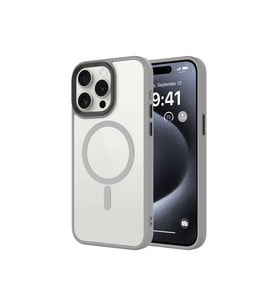 Apple iPhone 15 Pro Uyumlu Kılıf Mat Arka Yüzey Wireless Şarj Özellikli Zore Flet M-safe Kapak (Koyu Gri)