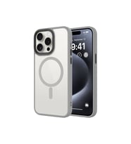 Apple iPhone 15 Pro Uyumlu Kılıf Mat Arka Yüzey Wireless Şarj Özellikli Zore Flet M-safe Kapak (Koyu Gri)