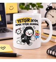 Yetişir Deyim Esprili Yoğun İş Temalı Baskılı Kupa – Ofis Hediyesi