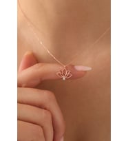 Lotus Çiçeği Gümüş Kolye - 925 Ayar Gümüş Kolye