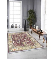Bordo Çerçeveli Dokuma Pamuk Taban Kaymaz Kilim KLM033
