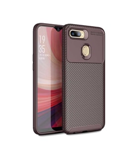 Oppo A5S Kılıf Esnek Soft Karbon Tasarım Legion Serisi (Kahverengi)